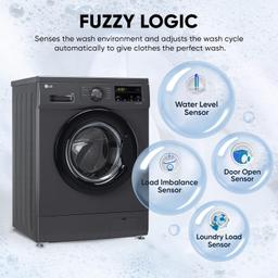 LG 7 Kg 5 Star Inverter Touch panel Fully-Automatic Front Load Washing Machine with In-Built Heater (FHM1207SDM, Middle Black, Steam for Hygiene Wash)