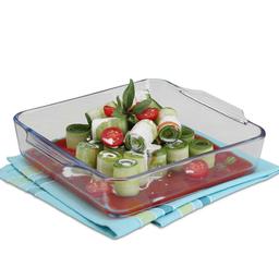SignoraWare Bake 'N' Serve Square Bakeware Safe and Oven Safe Glass Dish Tray | Borosilicate Glass Bowl Container | Microwave Oven Safe Baking  800 ml
