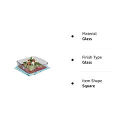 SignoraWare Bake 'N' Serve Square Bakeware Safe and Oven Safe Glass Dish Tray | Borosilicate Glass Bowl Container | Microwave Oven Safe Baking  800 ml