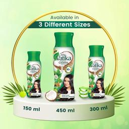 Dabur Vatika Enriched Coconut Hair Oil - 300ml | For Strong, Thick & Shiny Hair | Clinically Tested to Reduce 90% Hairfall in 4 Weeks | Prevents Dull & Damaged Hair | Enriched with 10 Herbs