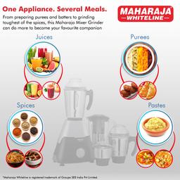 Maharaja Whiteline Infinimax Elite Mixer Grinder, Long Lasting Performance with 750 Watt Motor | Jar Flow Breakers | 5 Years Warranty on Motor (Black & Grey)