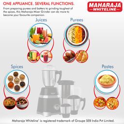 Maharaja Whiteline Ultramax Elite Mixer Grinder, 750W, 4 Jars, Black, Standard (MX-211)