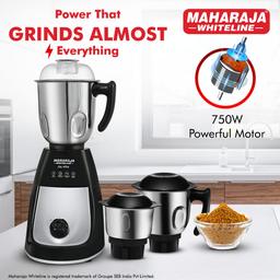 Maharaja Whiteline Joy Elite Mixer Grinder 750 Watt Motor (Black & Grey)
