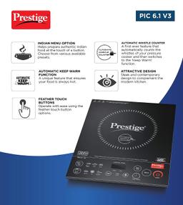 Prestige PIC 6.1 V3 PIC 2200 Watts Induction Cooktop & Automatic Whistle Counter