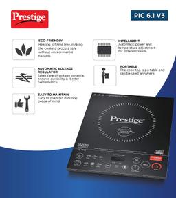 Prestige PIC 6.1 V3 PIC 2200 Watts Induction Cooktop & Automatic Whistle Counter