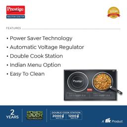 Prestige PDIC 3.0 Double Induction Cooktop(3200W, Black, 2 Burner Induction Stove)