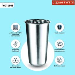 Signoraware Jumbo Stainless Tumbler Steel, 450ml Signoraware Jumbo Plastic Tumbler Bottle, (500ml,)