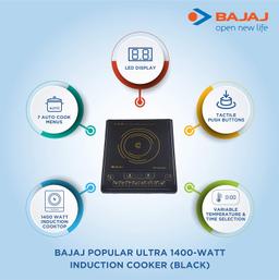 Bajaj Popular Ultra 1400W Induction Cooktop Black, Radiant