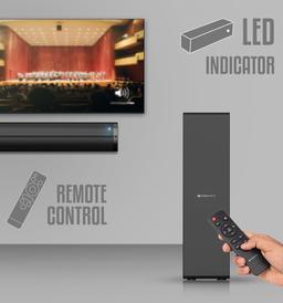 ZEBRONICS Juke BAR 100A Compact Soundbar with Subwoofer, 60W RMS Output,Powerful Bass, Glossy Design, HDMI ARC,