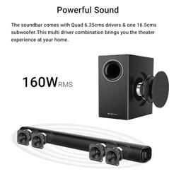 Zebronics Zeb-JUKEBAR 6000DWS PRO, 160W Multimedia soundbar with Wireless subwoofer Supports HDMI(ARC),