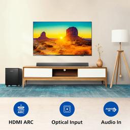 Philips Soundbar TAB5305, Wireless Subwoofer, 2.1 Ch, Bluetooth Enabled, Optical Connectivity,