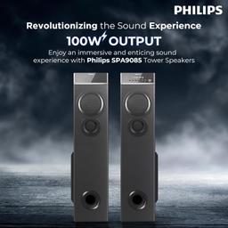 Philips Audio SPA9085 2.0CH 100W Multimedia Tower Speakers with Wireless Microphone,Multi-Connectivity