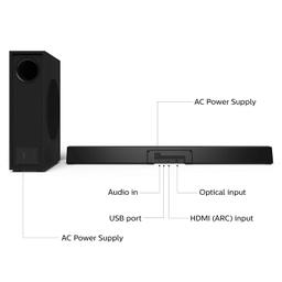 Philips Audio HTL3310 2.1 CH 160 W Bluetooth Soundbar with Wireless Subwoofer, Dolby Digital Surround Sound, Optical Input and HDMI ARC