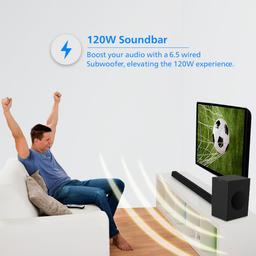 Philips Audio Newly Launched TAB4218/94 2.1Ch 120W Bluetooth Soundbar with Rich Bass, 3 EQ Modes,
