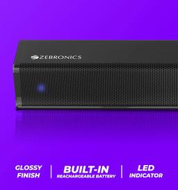 ZEBRONICS Juke BAR 1500 20W Output, Wireless Portable Mini soundbar, Built-in Rechargeable Battery,