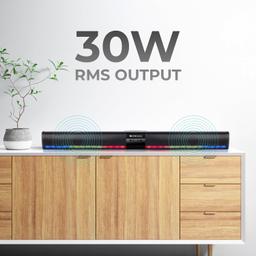 Zebronics Ace Plus Wireless Soundbar with 30W Output, Dual Passive Radiator, RGB Lights,Built-in Rechargeable Battery,
