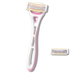 Kai Xfit 5-Blade Body Razor for Women with Aloe Vera Lubricating Strip for Hair Removal Japan-Made Stainless Steel Blades and 3D Pivot Handel,Extra 2 Cartridge's