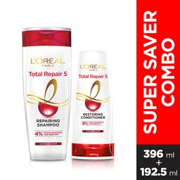 L'Oréal Paris Shampoo & Conditioner, For Damaged and Weak Hair, With Pro-Keratin + Ceramide, Total Repair 5, 360ml +192.5ml