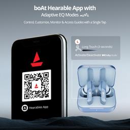 boAt Airdopes 800 True Wireless in Ear Ear Buds w/Dolby Audio, Adaptive EQ by Mimi, 40 Hours Playback, 4 Mics w/AI-ENx™, in-Ear Detection & Hearables App Support(Interstellar Blue)