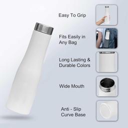Tollboy Water Bottle (white), 1 Litre Stainless Steel Bottle for Fridge, School, Outdoor, Gym, Home and Office, BPA-Free, Non-Toxic, Easy-to-Clean