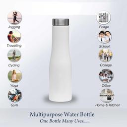 Tollboy Water Bottle (white), 1 Litre Stainless Steel Bottle for Fridge, School, Outdoor, Gym, Home and Office, BPA-Free, Non-Toxic, Easy-to-Clean
