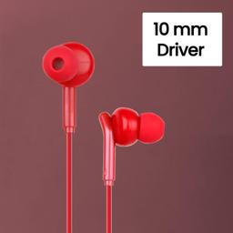 ZEBRONICS Zeb-Bro in Ear Wired Earphones with Mic, 3.5mm Audio Jack, 10mm Drivers, Phone/Tablet Compatible(Red)