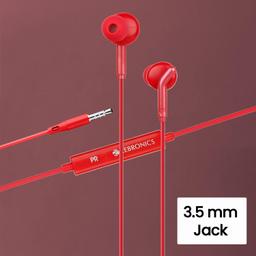 ZEBRONICS Zeb-Bro in Ear Wired Earphones with Mic, 3.5mm Audio Jack, 10mm Drivers, Phone/Tablet Compatible(Red)