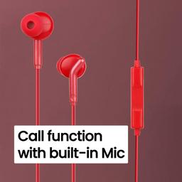 ZEBRONICS Zeb-Bro in Ear Wired Earphones with Mic, 3.5mm Audio Jack, 10mm Drivers, Phone/Tablet Compatible(Red)