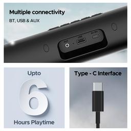 Boat Aavante Bar Groove Bluetooth 2.0 Channel Soundbar with 16 W RMS Output, Multiple Connectivity Modes, Up to 6 hrs Playtime, Bluetooth v5.0 & USB Type-C Port(Premium Black)