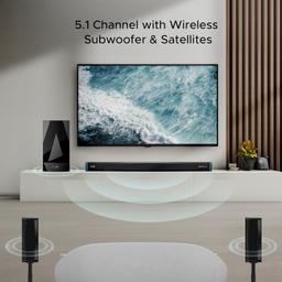 boAt Aavante Bar 5400D with 550W Dolby Audio, 5.1 Channel with Wireless subwoofer & Satellites, 3 Dynamic LED Modes, Decor Enhancing Design, LED Display(Premium Black)