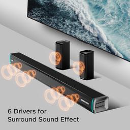 boAt Aavante Bar 5400D with 550W Dolby Audio, 5.1 Channel with Wireless subwoofer & Satellites, 3 Dynamic LED Modes, Decor Enhancing Design, LED Display(Premium Black)