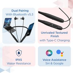 boAt Rockerz 255 Max in Ear Earphones with 60H Playtime,Eq Modes,Power Magnetic Earbuds,Beast Mode,Enx Tech,ASAP Charge(10 Mins=10 Hrs),Textured Finish,Dual Pair(Stunning Black),Bluetooth