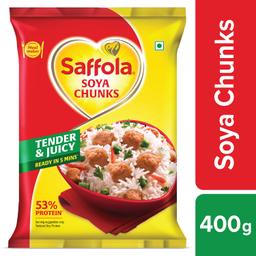 Saffola Soya Chunks,Tender & Juicy,53% Protein,400 Grams