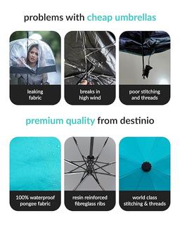 Destinio Umbrella for Men - Automatic Large Size Foldable Umbrella with Travel Cover for Man and women - 3 fold Windproof umbrella