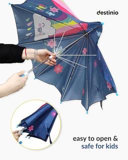 Destinio Umbrella for Kids; Stylish & Cute, Child Safe, 100% Waterproof; Kids Umbrella for Girls, Boys and Baby