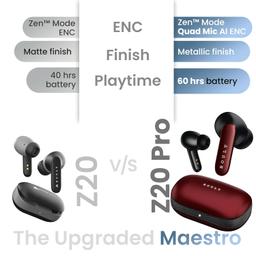 Boult Audio Z20 Pro Truly Wireless Bluetooth Ear Buds with 60 Hours Playtime, 4 Mics Clear Calling, Made in India, 45ms Low Latency, Rich Bass Drivers, IPX5, TWS Earbuds Bluetooth Wireless (Black)