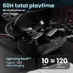 Boult Audio Z20 Pro Truly Wireless Bluetooth Ear Buds with 60 Hours Playtime, 4 Mics Clear Calling, Made in India, 45ms Low Latency, Rich Bass Drivers, IPX5, TWS Earbuds Bluetooth Wireless (Black)