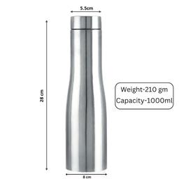 Asian Mattel Finish Stainless Steel Water Bottle - Ideal for School, Office, Sports, Fridge and Home Use 1000ml