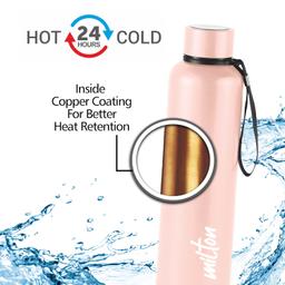 Milton Aura 750 Thermosteel Bottle, 750 ml, Beige | 24 Hours Hot and Cold | Easy to Carry | Rust Proof | Leak Proof | Tea | Coffee | Office| Gym | Home | Kitchen | Hiking | Trekking | Travel Bottle
