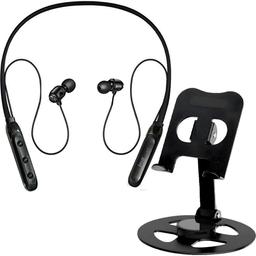 IVON Multifunctional Aluminum Mobile Stand & Ivon Neckband Wireless Bluetooth In Ear Built -in Mic, Super Sound Deep Bass Active Noise(IV - BT89)