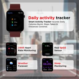 boAt Wave Lite Smart Watch w/ 1.69 Inches(4.29cm) HD Display, Heart Rate & SpO2 Level Monitor, Multiple Watch Faces, Activity Tracker, Multiple Sports Modes & IP68 (Scarlet Red)