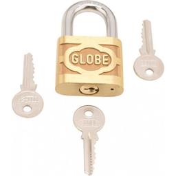 Globe Brass Padlock, Heavy 'Duty Security Lock with Keys, Gold Metal, 2” Inches, Chrome Steel