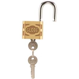 Globe Brass Padlock, Heavy 'Duty Security Lock with Keys, Gold Metal, 2” Inches, Chrome Steel