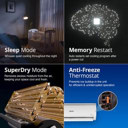 Voltas 2 Ton, 3 Star, Inverter Split AC (Copper, 4-in-1 Adjustable Mode, Anti-dust Filter, 2024 Model, 243V Vectra Elite, White)
