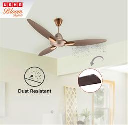 USHA Bloom Daffodil 1250mm|BEE Star Rated | Goodbye Dust Ceiling Fan(Sparkle Golden and Brown)