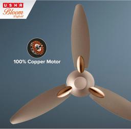 USHA Bloom Daffodil 1250mm|BEE Star Rated | Goodbye Dust Ceiling Fan(Sparkle Golden and Brown)