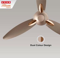 USHA Bloom Daffodil 1250mm|BEE Star Rated | Goodbye Dust Ceiling Fan(Sparkle Golden and Brown)