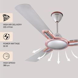 USHA Striker Millennium 1200mm Energy Saving High Speed Scratch & Dust Resistant Decorative Ceiling Fan |1star| ISI Certified ||Fariar Grey|