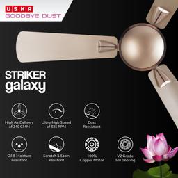 USHA Striker Galaxy 1200mm Energy Efficient 1 Star Rated Power Saving High Speed Oil & Dust Resistant Ceiling Fan1star| ISI Certified | |New Bright Gold|