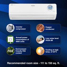 Voltas 1.4 Ton 3 Star Inverter Split AC (Copper, Adjustable Cooling, Anti-dust Filter, 173V Vectra Platina, White)